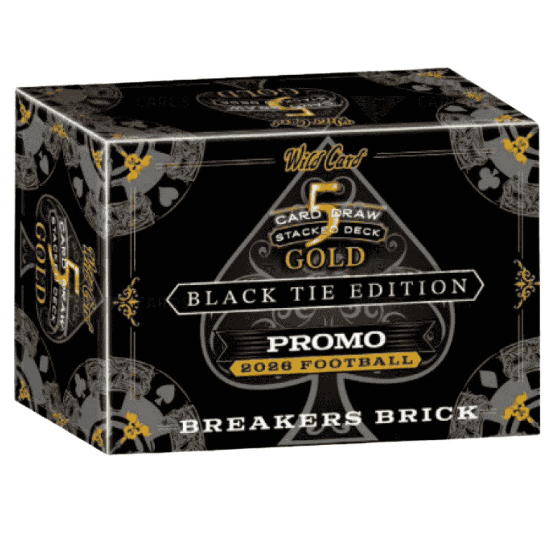 2026 Wild Card Five Card Draw Stacked Deck Gold Football Black Tie Edition Breaker's Brick Box
