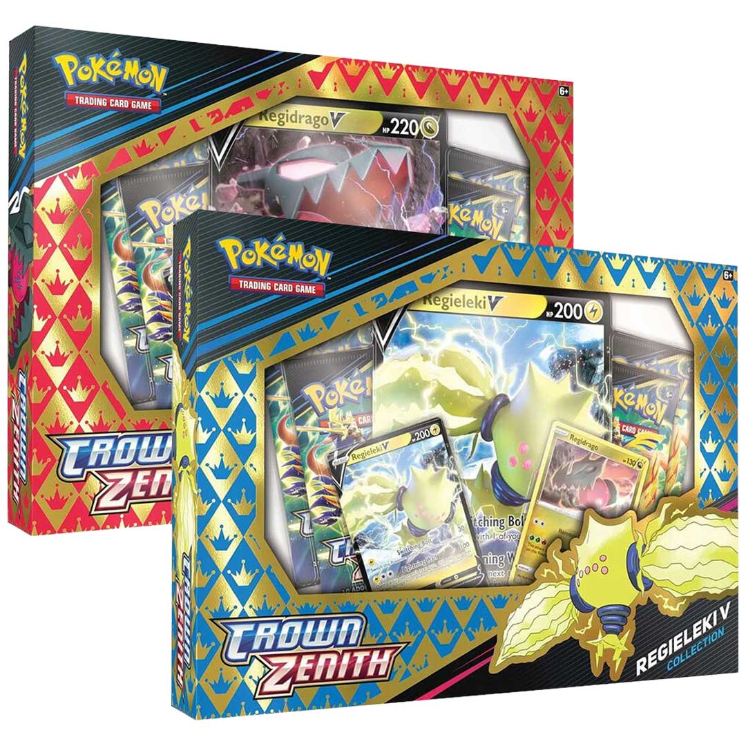 Pokemon Crown Zenith Regieleki V & Regidrago V Collection Box Pair