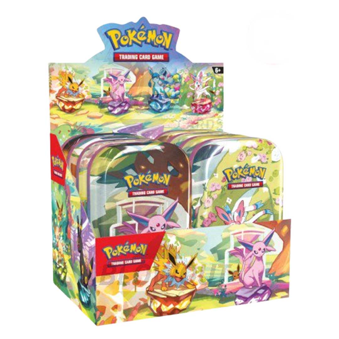 Pokemon Scarlet & Violet Prismatic Evolutions Mini Tin 8-Tin Display Box